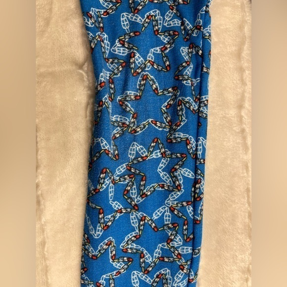 LulaRoe Girls Size Large Blue Bomb Pop Popsicle Leggings - Picture 4 of 6